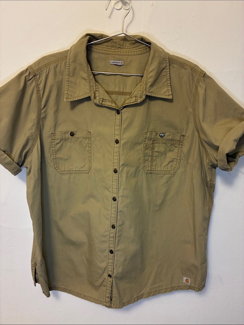 Carhartt Olive Green Button-Front Utility Shirt